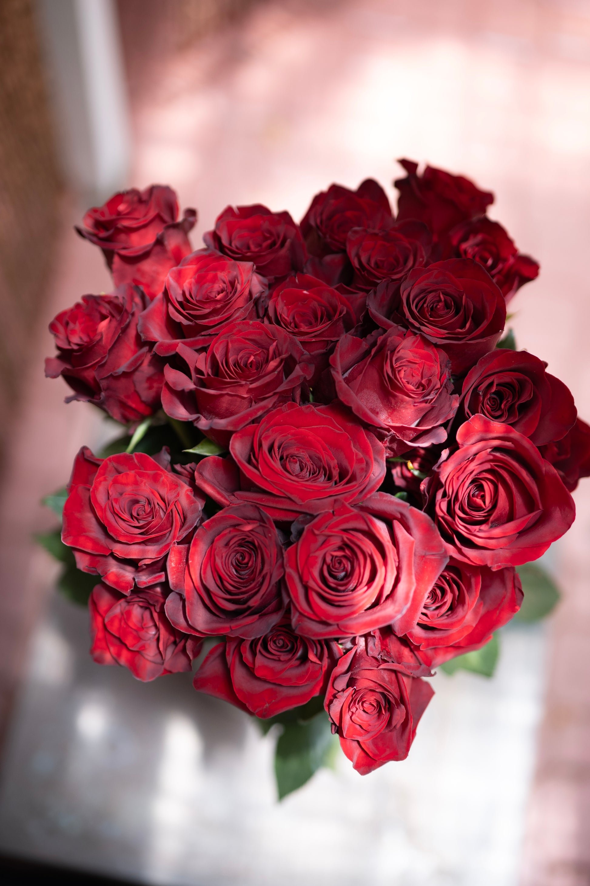 Bouquet of red roses with a blurred background