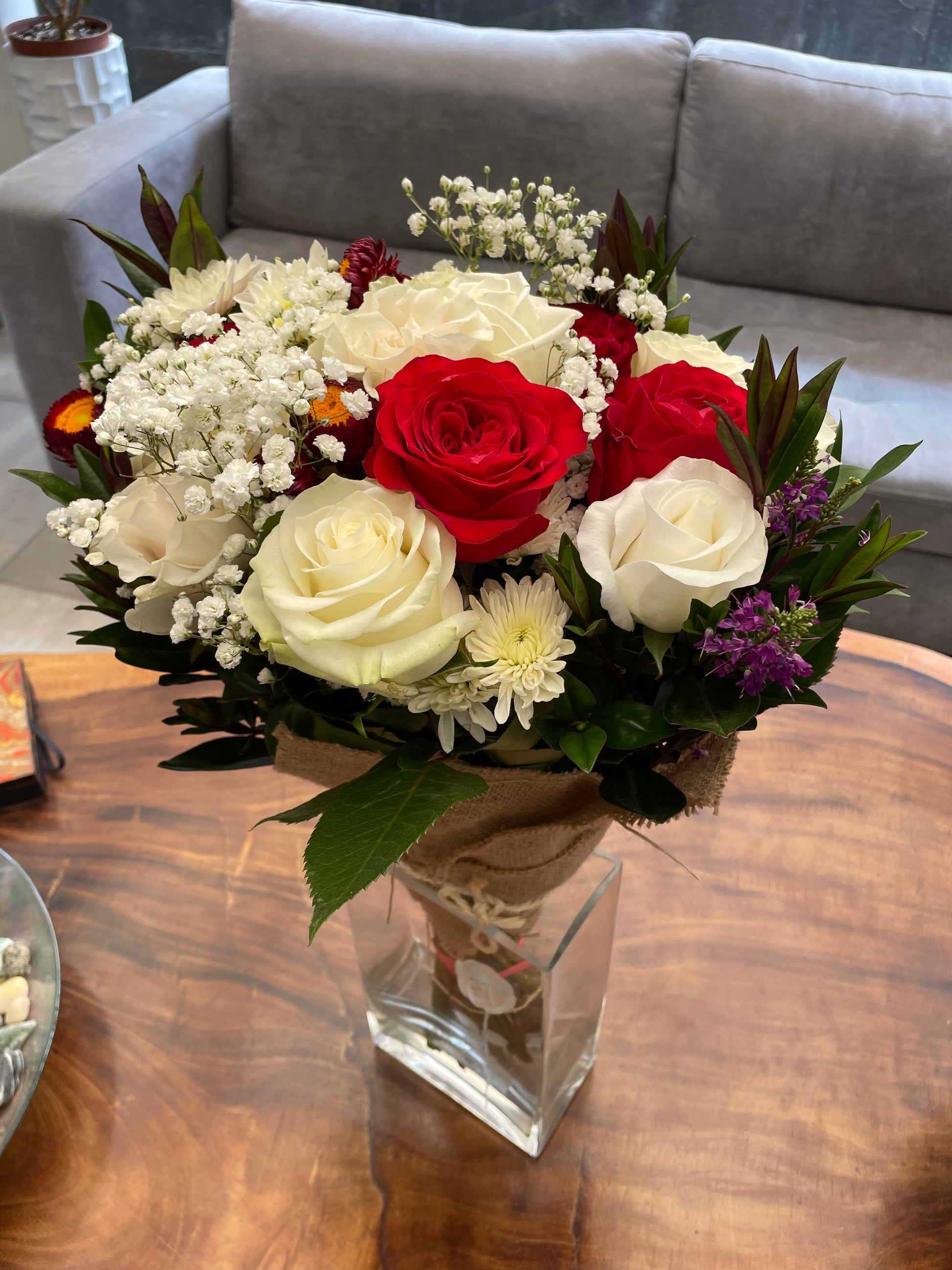 The Devotion Bouquet - Red & White Roses (Valentines Collection)