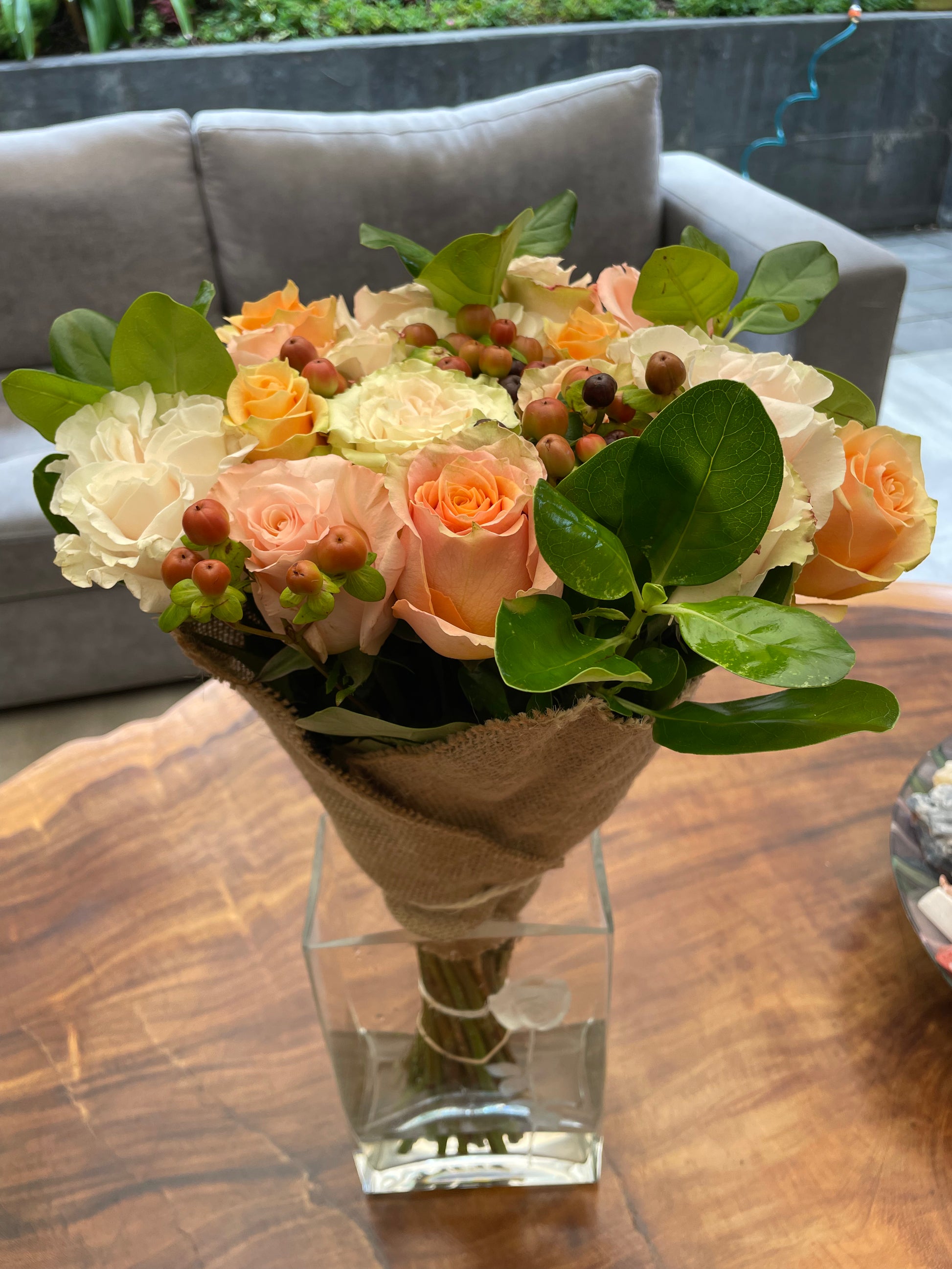 The Sanctuary Bouquet - Peach Roses (Valentine's Collection)